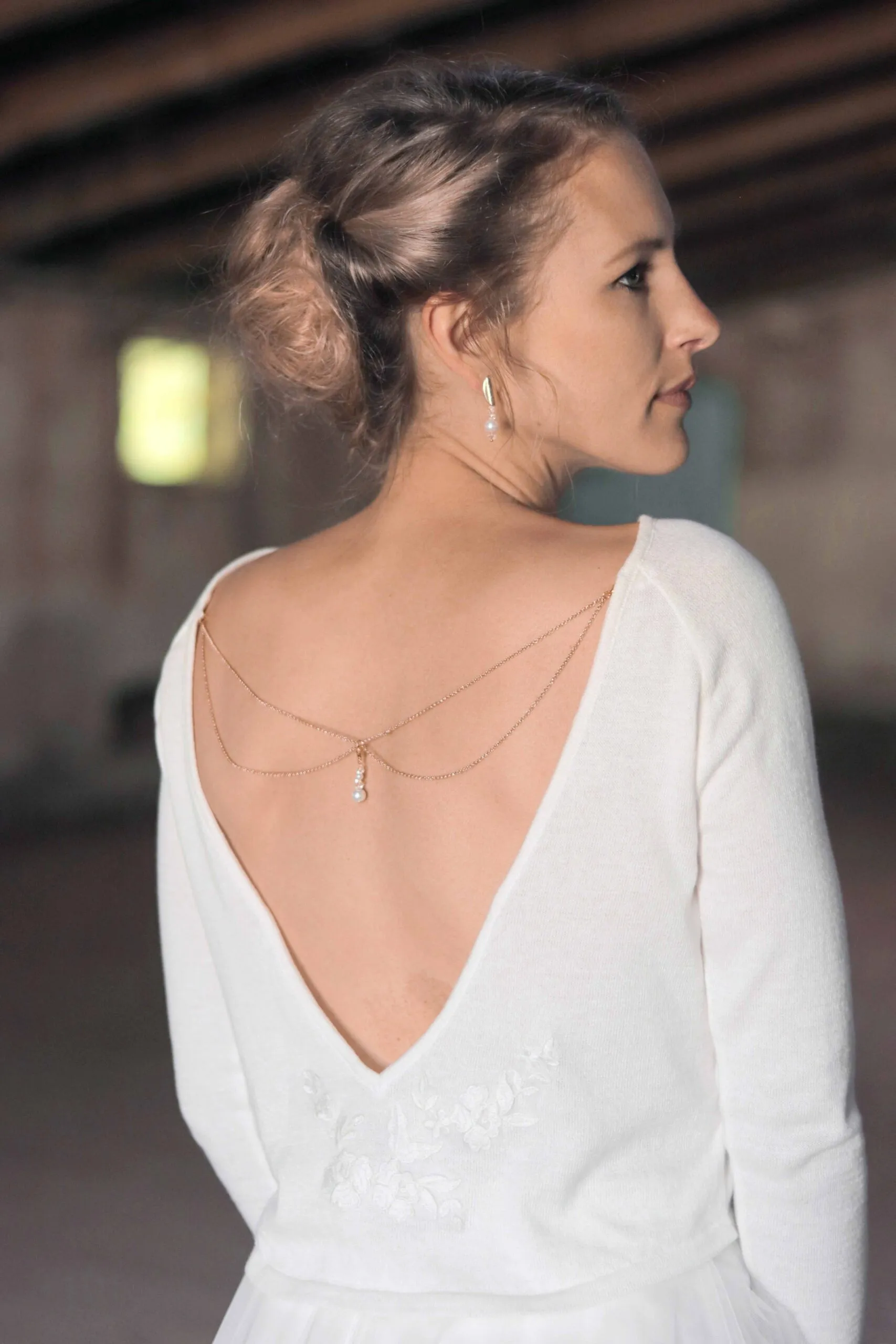 #be fancy V-Ausschnittpullover mit Blumenspitze