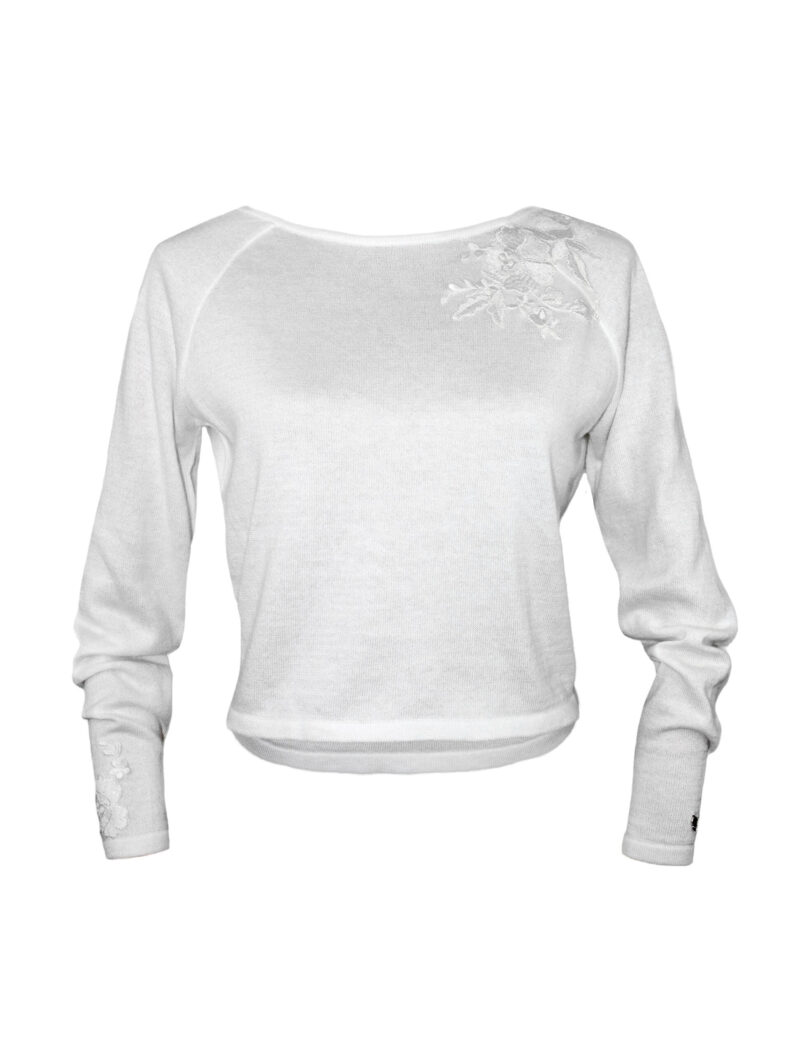 #be fancy V-Ausschnittpullover mit Blumenspitze