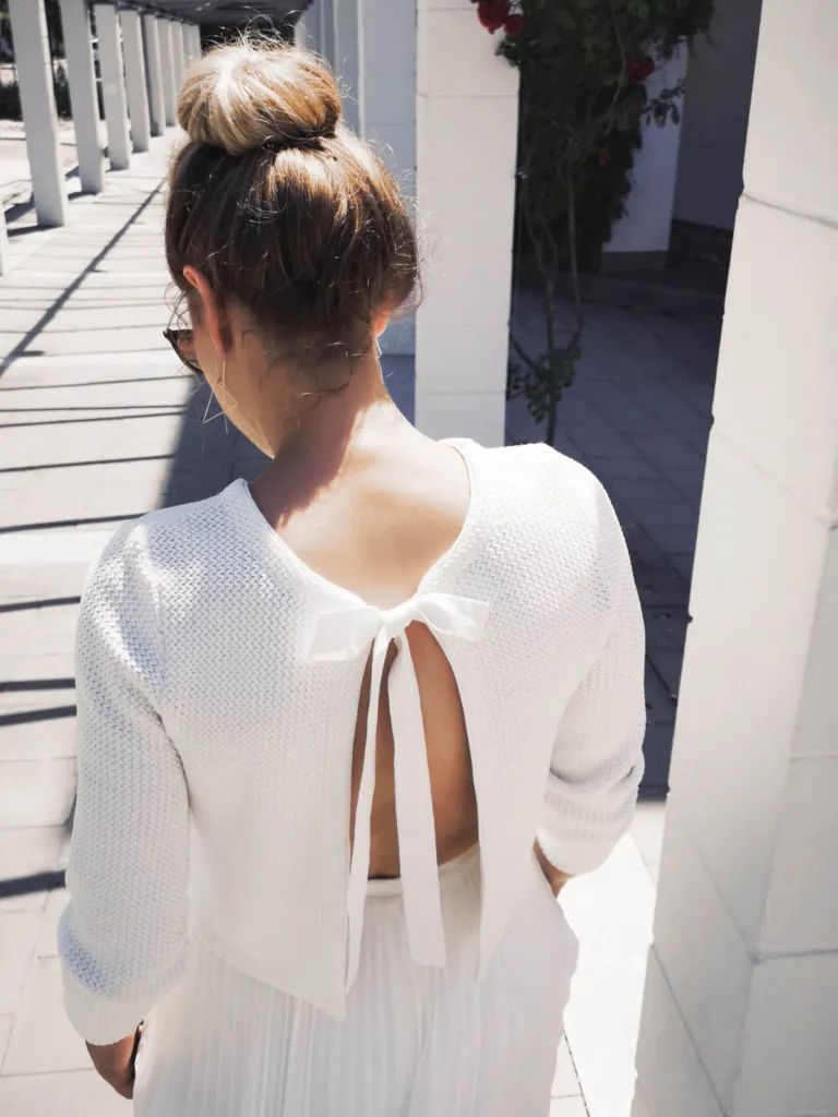 #be joy Braut-Strickjacke in ivory mit Schleife