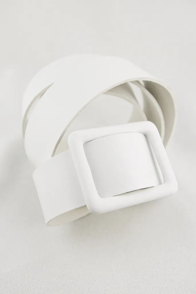 #imitation leather belt ivory