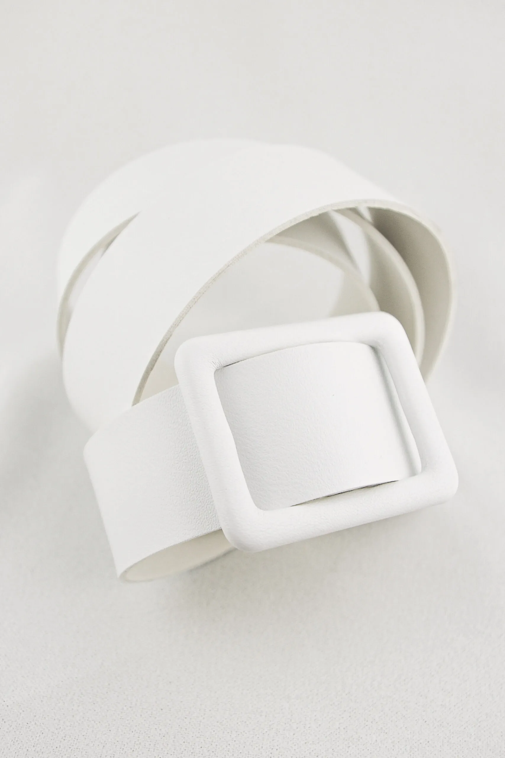 #imitation leather belt ivory