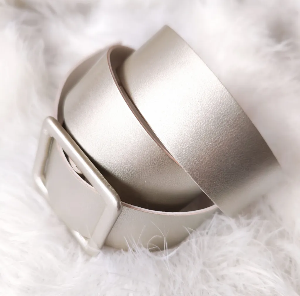 #imitation leather belt light gold