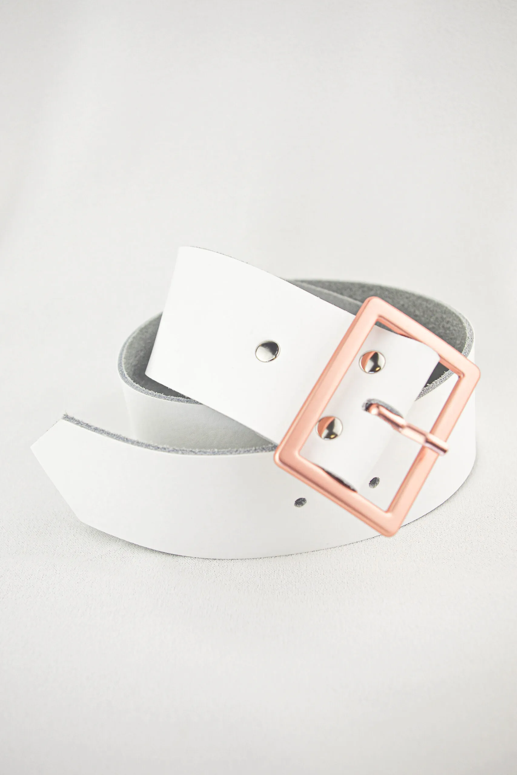 #leather belt ivory/roségold