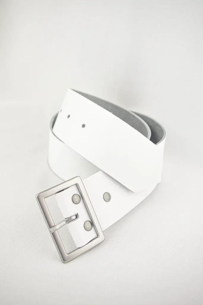 #leather belt ivory/silver