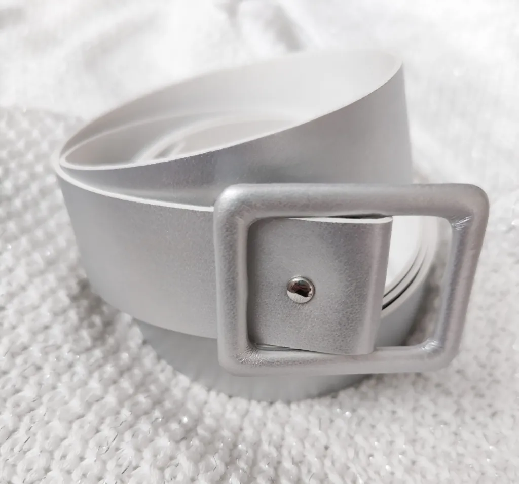 #imitation leather belt silver